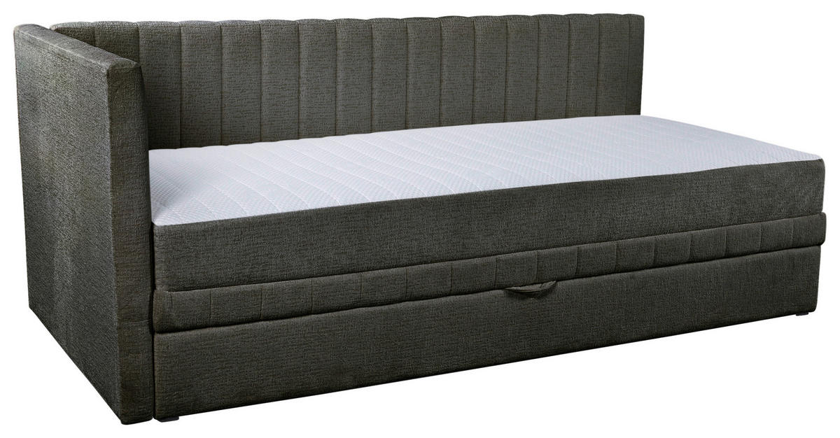 SCHLAFSOFA in Struktur Grau  - Schwarz/Grau, Design, Holz/Holzwerkstoff (212/83/99cm) - MID.YOU