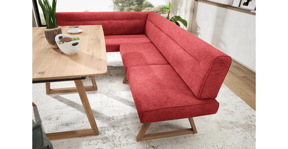ECKBANK 170/230 cm in Rot, Eichefarben - Eichefarben/Rot, KONVENTIONELL, Holz/Textil (170/230cm) - Moderano