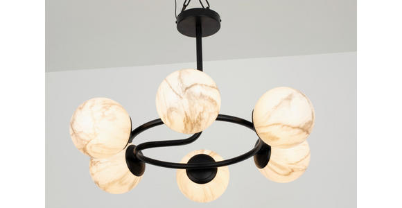 DECKENLEUCHTE Sirius 67/44 cm  - Schwarz/Weiß, Design, Glas (67/44cm) - Dieter Knoll