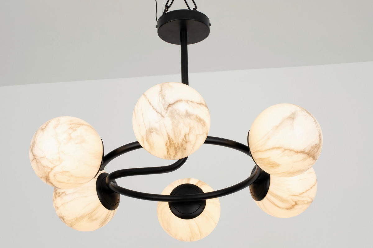 DECKENLEUCHTE Sirius 67/44 cm  - Schwarz/Weiß, Design, Glas (67/44cm) - Dieter Knoll