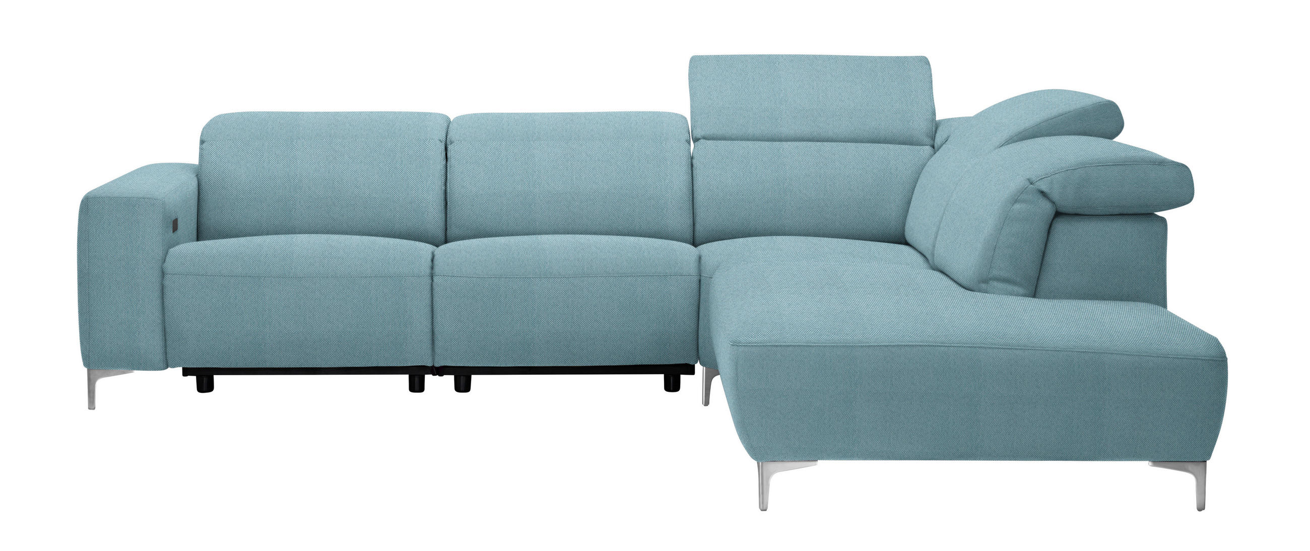 ECKSOFA Hellblau Flachgewebe  - Hellblau, Design, Textil/Metall (290/238cm) - Pure Home Lifestyle