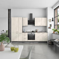 KÜCHENBLOCK Riva 300 cm  in Weiß, Schieferfarben  - Schieferfarben/Edelstahlfarben, MODERN, Holzwerkstoff/Metall (300cm) - Nobilia