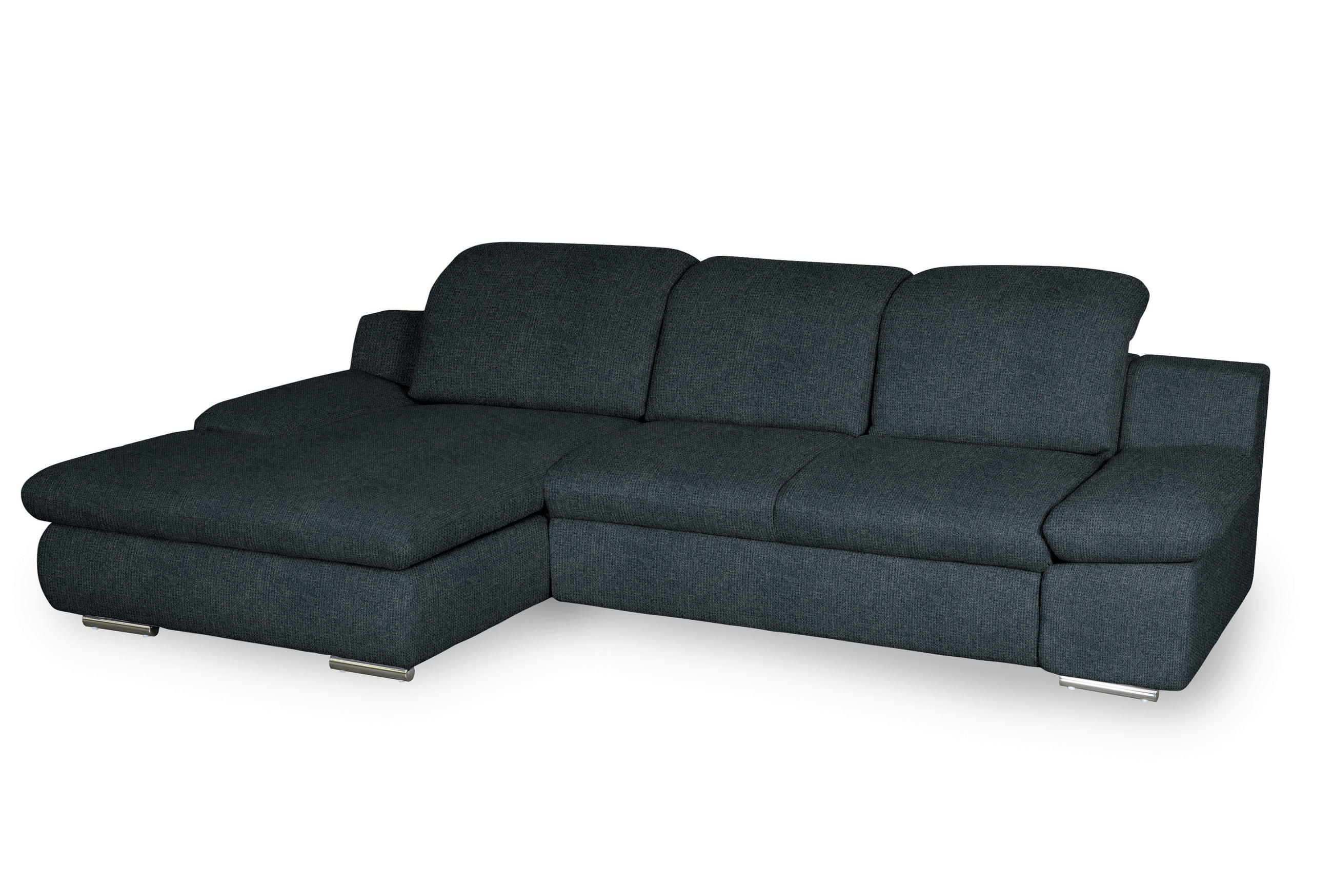 ECKSOFA in Chenille Schwarz 165/286 cm - Chromfarben/Schwarz, Design, Textil/Metall (165/286cm) - Livetastic