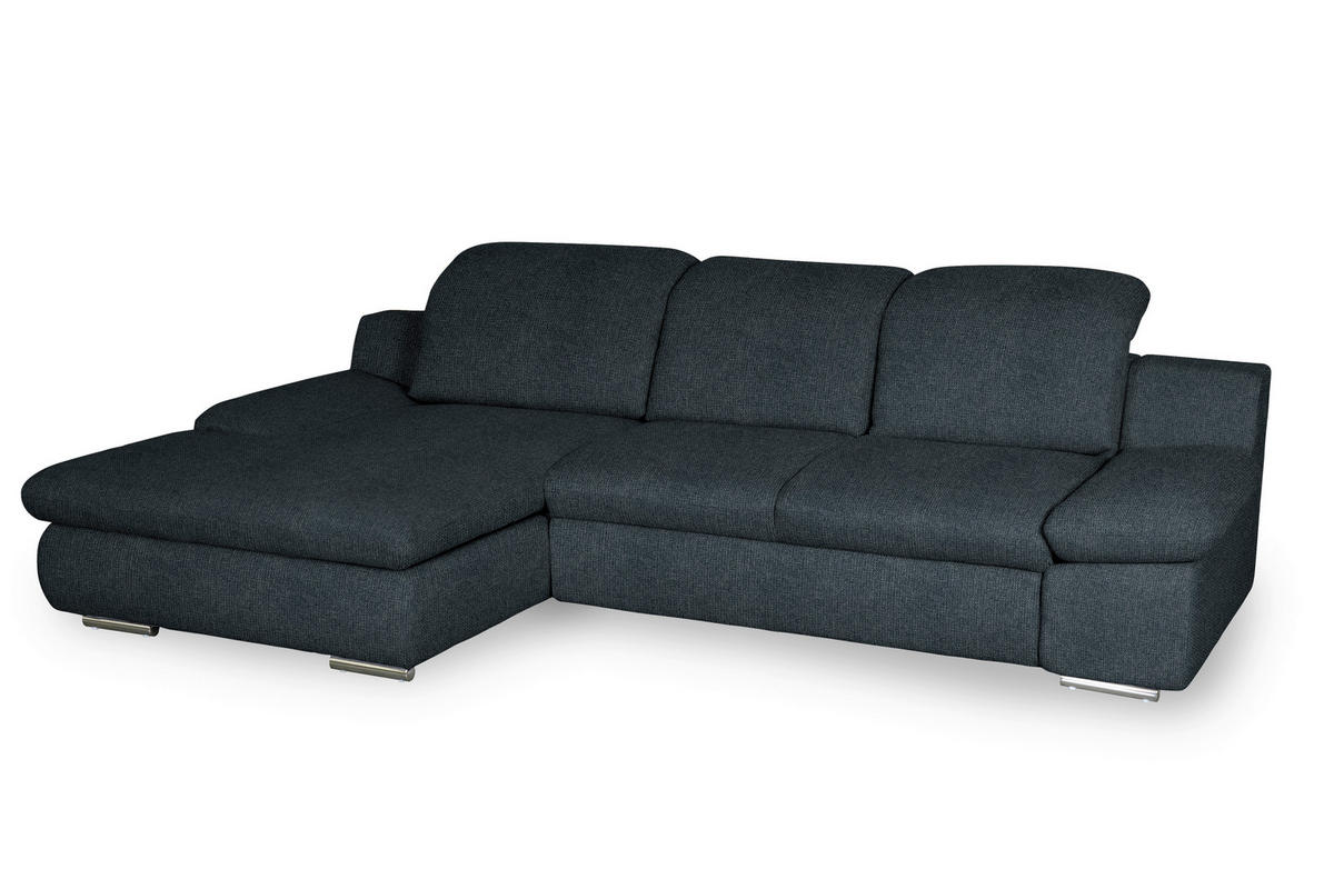 ECKSOFA in Chenille Schwarz  165/286 cm  - Chromfarben/Schwarz, Design, Textil/Metall (165/286cm) - Livetastic