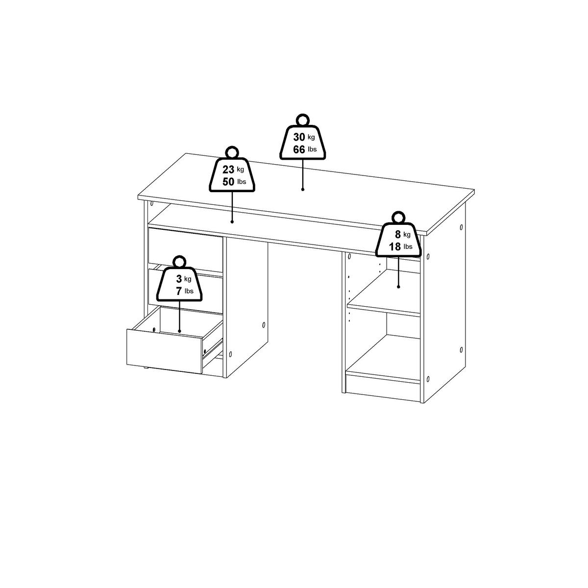 SCHREIBTISCH 126/55/75,6 cm  in Eichefarben  - Eichefarben, MODERN, Holzwerkstoff (126/55/75,6cm) - MID.YOU