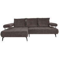ECKSOFA Dunkelbraun Webstoff  - Dunkelbraun/Schwarz, Design, Textil/Metall (180/266cm) - Welnova