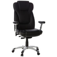 CHEFSESSEL Lederlook Schwarz, Silberfarben  - Silberfarben/Schwarz, MODERN, Leder/Kunststoff (63/131/53cm) - MID.YOU