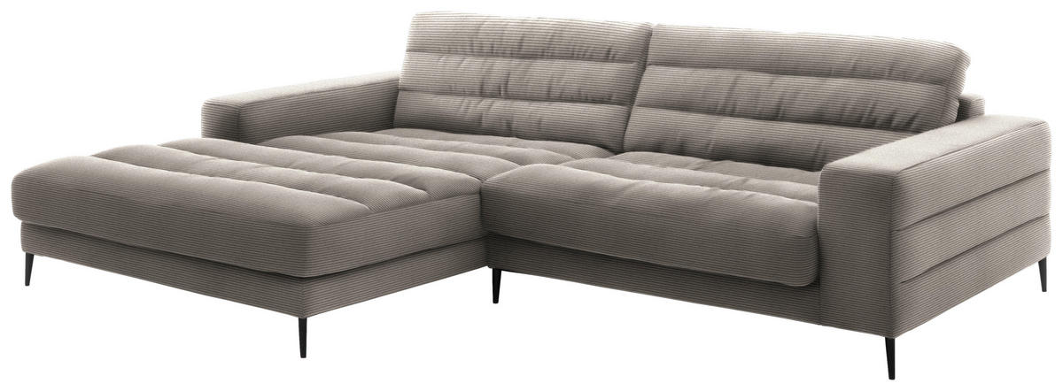 ECKSOFA in Cord Sandfarben  - Sandfarben/Schwarz, Design, Textil/Metall (207/296cm) - Dieter Knoll