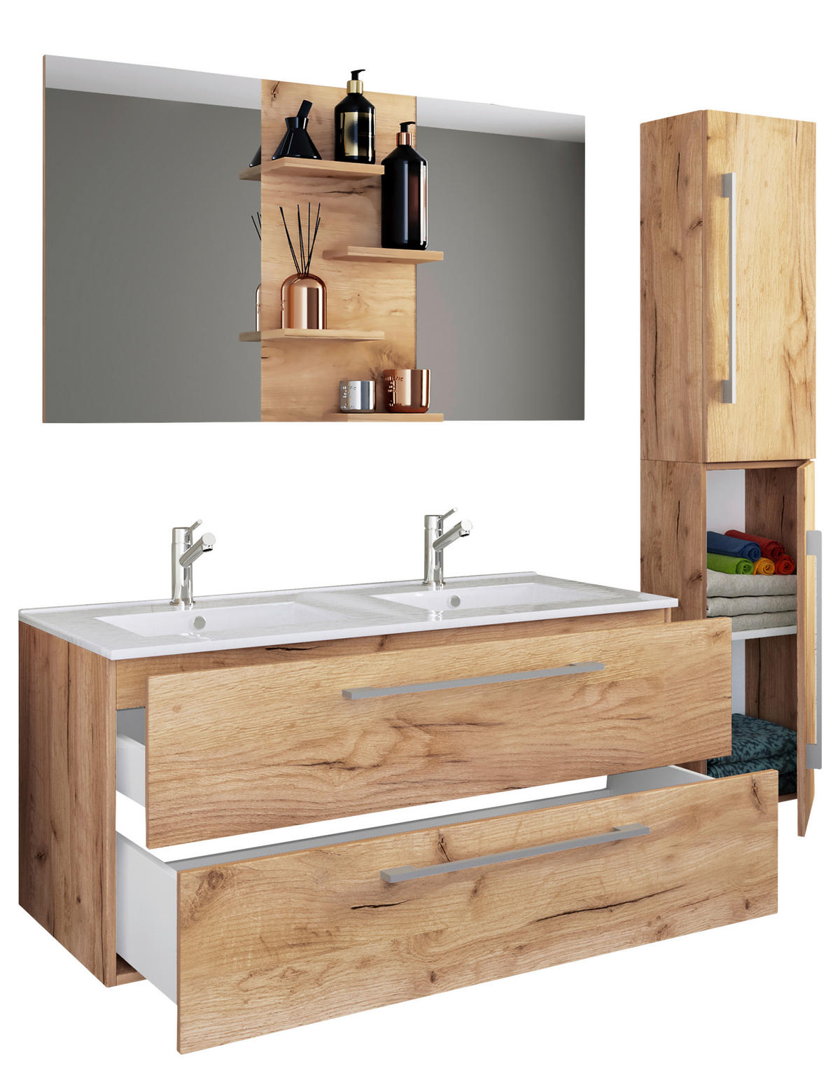BADEZIMMER  in 145 cm  - Honigeiche/Weiß, MODERN, Keramik/Holzwerkstoff (145cm) - MID.YOU