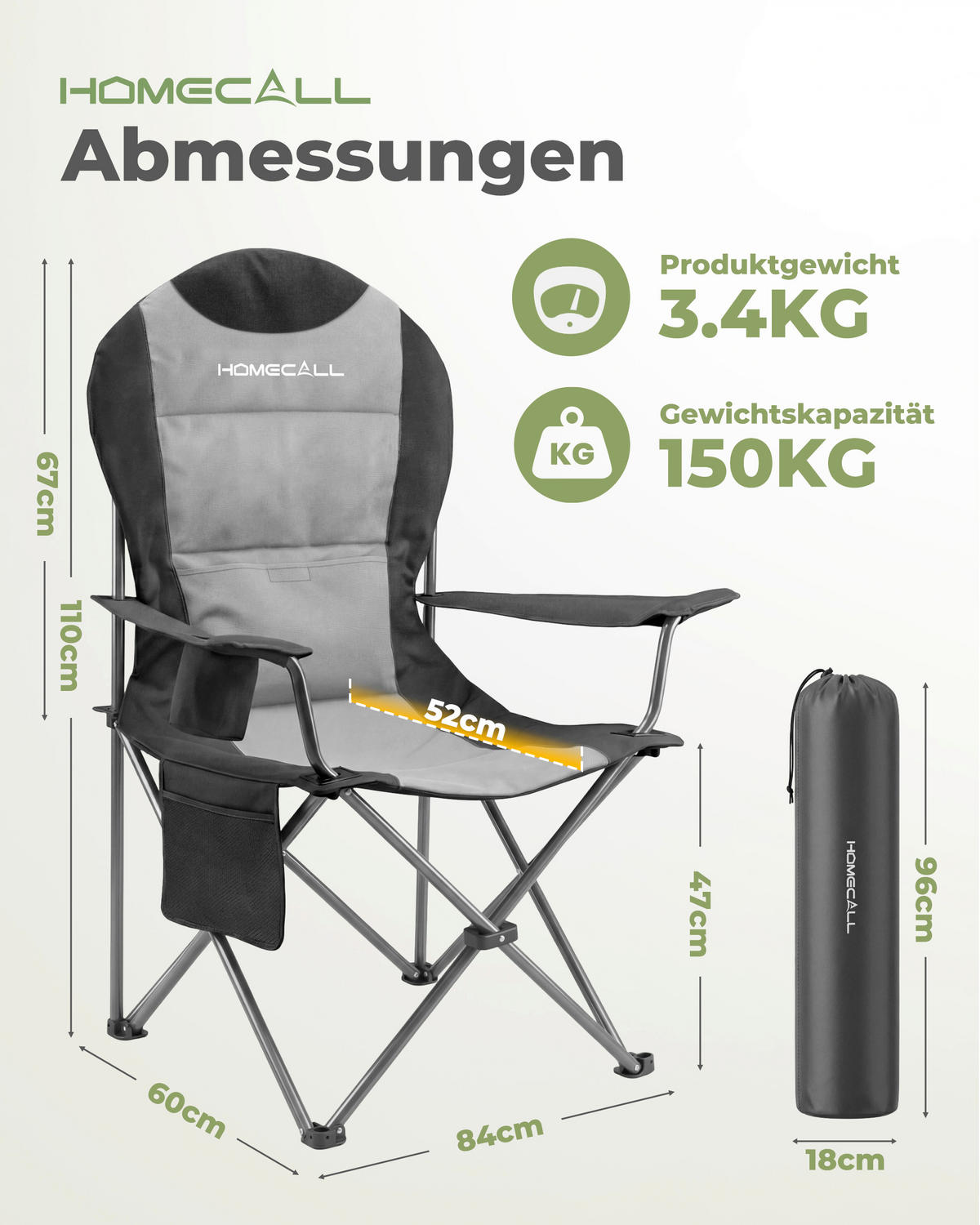CAMPINGSESSEL - Silberfarben/Schwarz, Basics, Textil/Metall (84/110/60cm) - Modante