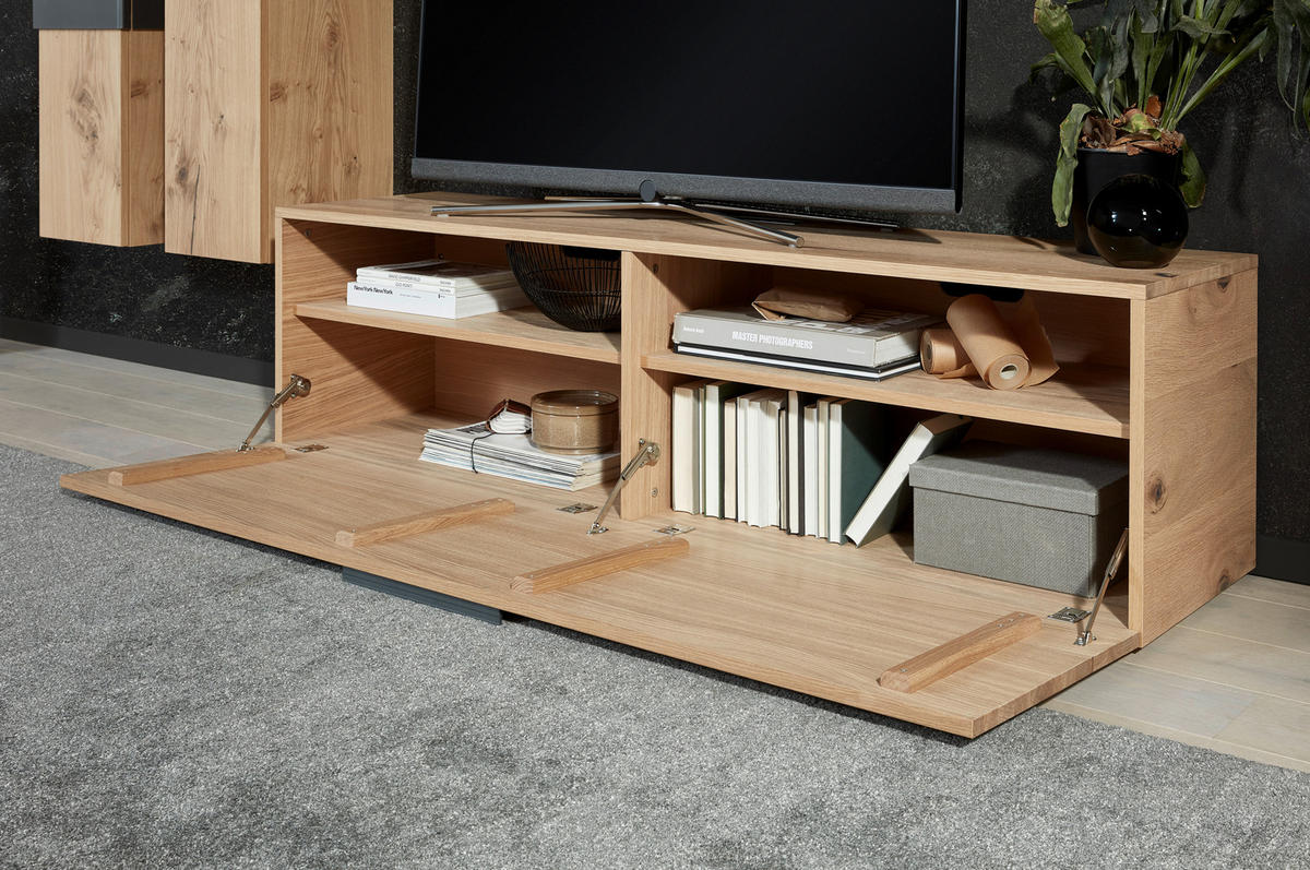WOHNWAND  in Anthrazit, Eichefarben  306/212/47 cm  - Eichefarben/Anthrazit, Natur, Holz/Metall (306/212/47cm) - Voglauer