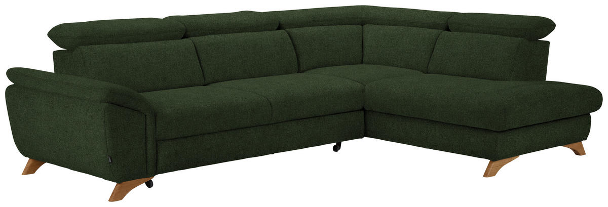ECKSOFA in Flachgewebe Olivgrün  - Eichefarben/Olivgrün, Modern, Holz/Textil (287/212cm) - Valnatura