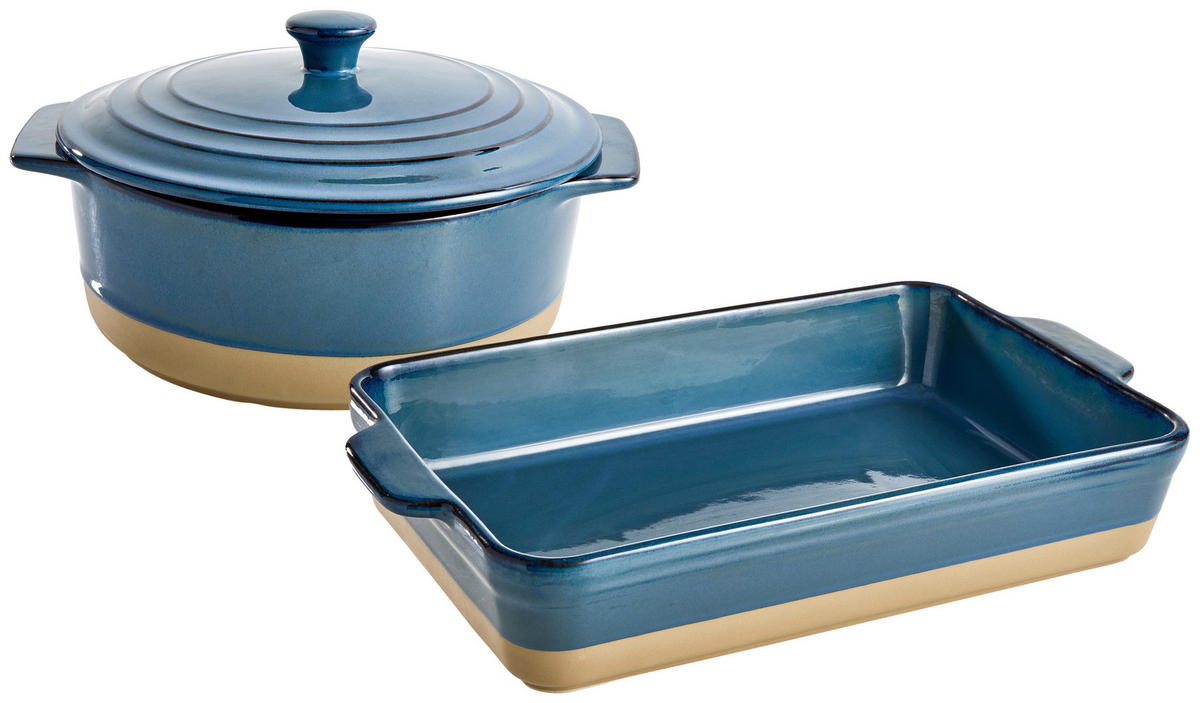 AUFLAUFFORM 34/24/7 cm   - Blau/Braun, Lifestyle, Keramik (34/24/7cm) - Homeware Profession.