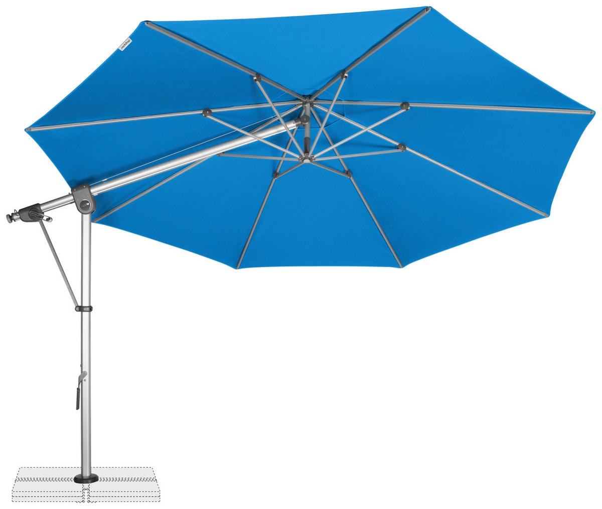 AMPELSCHIRM 350 cm Blau  - Blau/Silberfarben, Basics, Textil/Metall (350/350cm) - Doppler