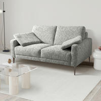 2-SITZER-SOFA Webstoff Grau  - Schwarzchrom/Grau, Design, Textil/Metall (157/85/92cm) - Livetastic