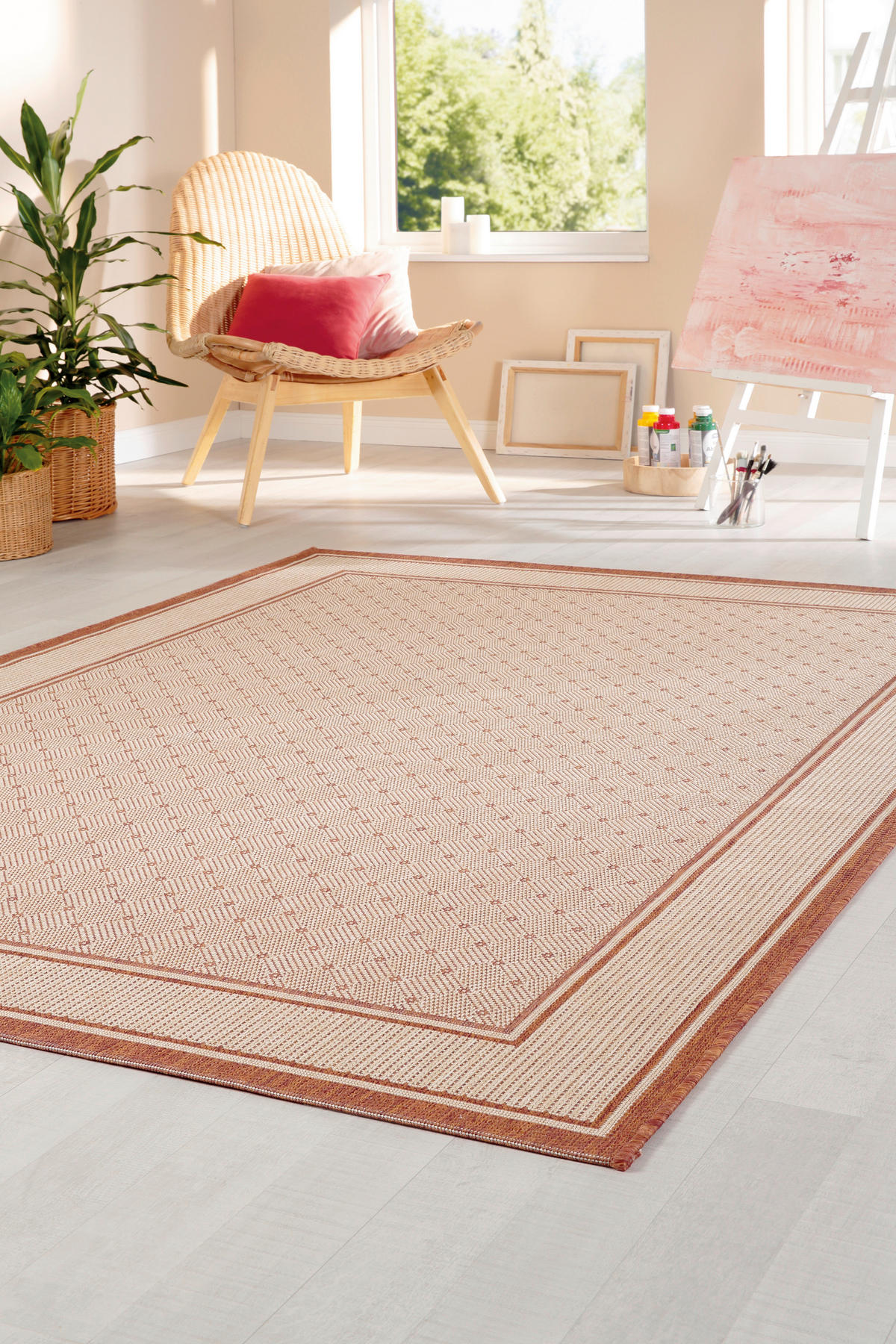 FLACHWEBETEPPICH  Wohnzimmer 60/110 cm Terracotta  - Terracotta, Basics, Textil (60/110cm) - Novel