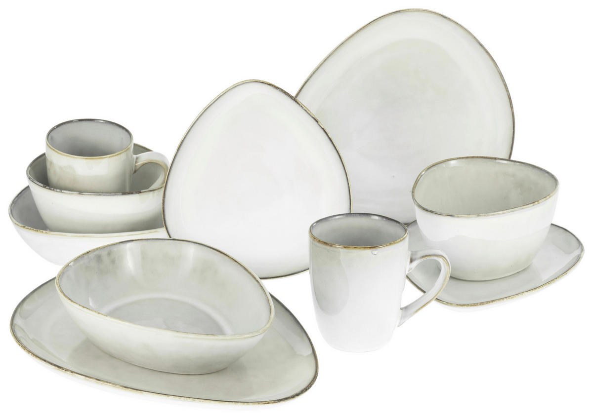 KOMBINOVANÁ SOUPRAVA, 10dílné, kamenina - bílá, Trend, keramika (34/29,5/36cm) - Creatable