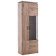 VITRINE Eiche dunkel 75/208/38 cm - Eiche dunkel/Anthrazit, KONVENTIONELL, Glas/Holzwerkstoff (75/208/38cm) - Cantus