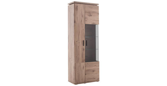 VITRINE Eiche dunkel 75/208/38 cm - Eiche dunkel/Anthrazit, KONVENTIONELL, Glas/Holzwerkstoff (75/208/38cm) - Cantus