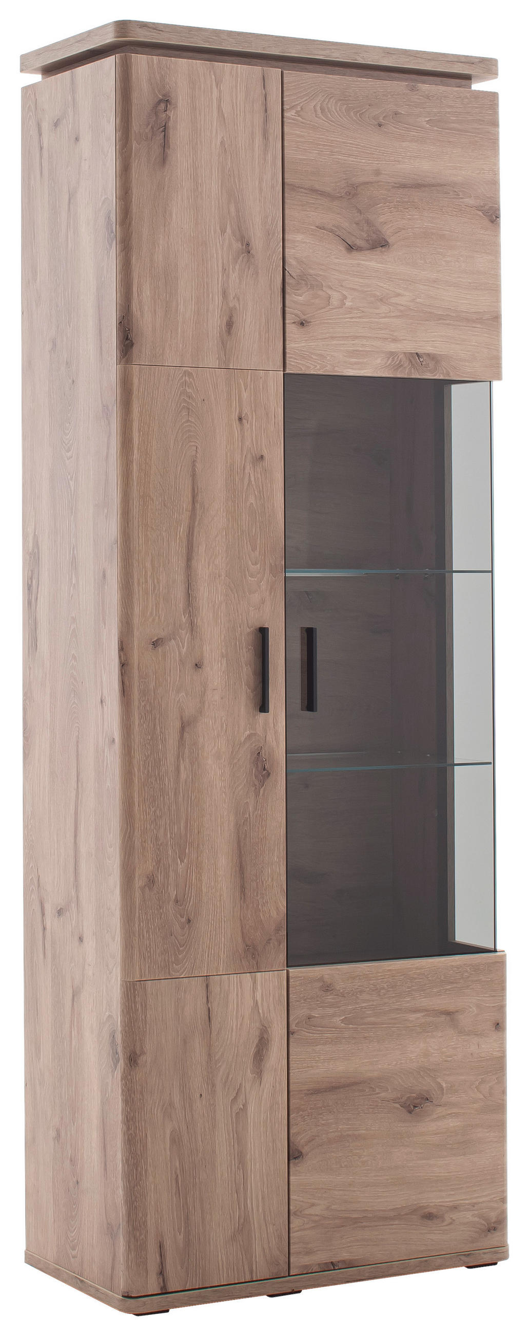 VITRINE Eiche dunkel  75/208/38 cm  - Eiche dunkel/Anthrazit, Konventionell, Glas/Holzwerkstoff (75/208/38cm) - Cantus