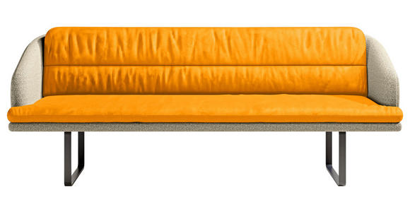 SITZBANK 255/89/68 cm Velours, Flachgewebe Beige, Currygelb Metall  - Currygelb/Beige, Design, Textil/Metall (255/89/68cm) - Dieter Knoll