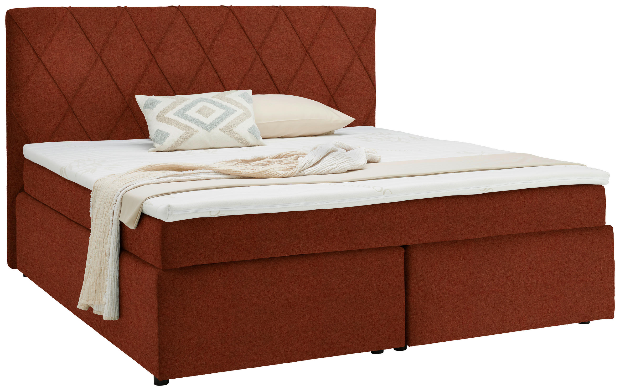 BOXSPRINGBETT 180/200 cm  in Rostfarben  - Rostfarben/Schwarz, Design, Kunststoff/Textil (180/200cm) - Xora