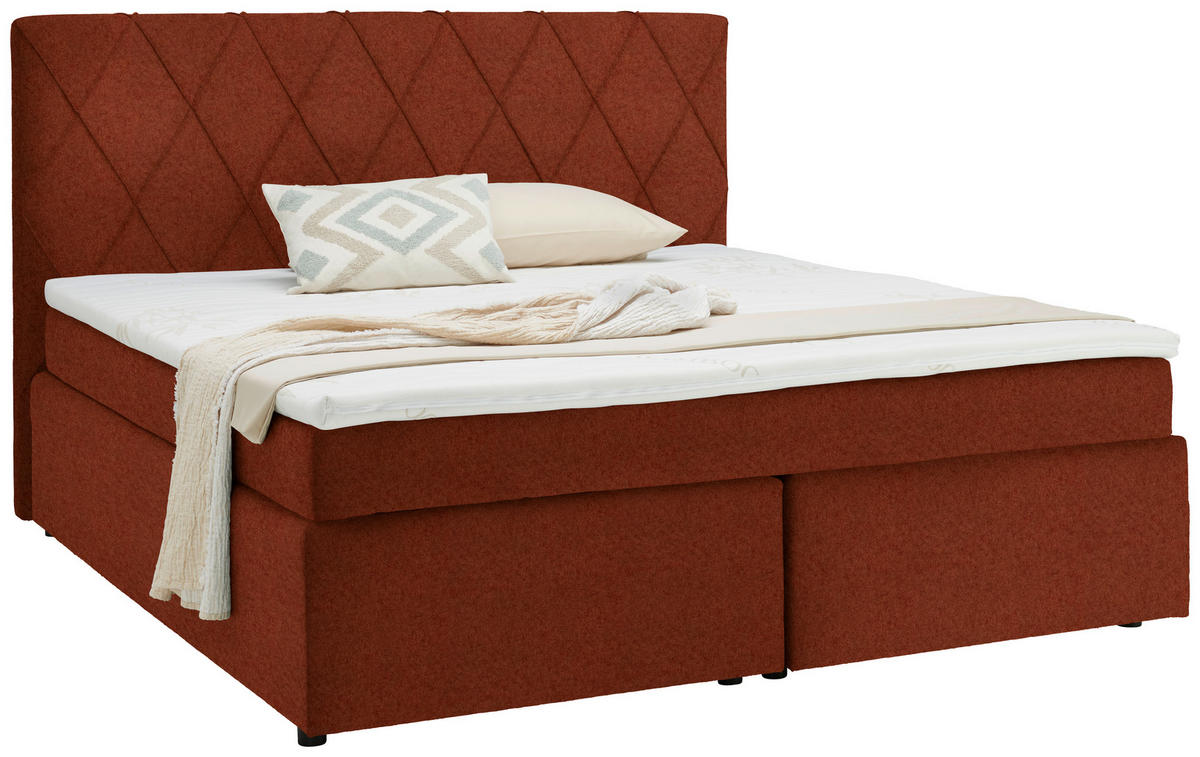 BOXSPRINGBETT 180/200 cm  in Rostfarben  - Rostfarben/Schwarz, Design, Kunststoff/Textil (180/200cm) - Xora