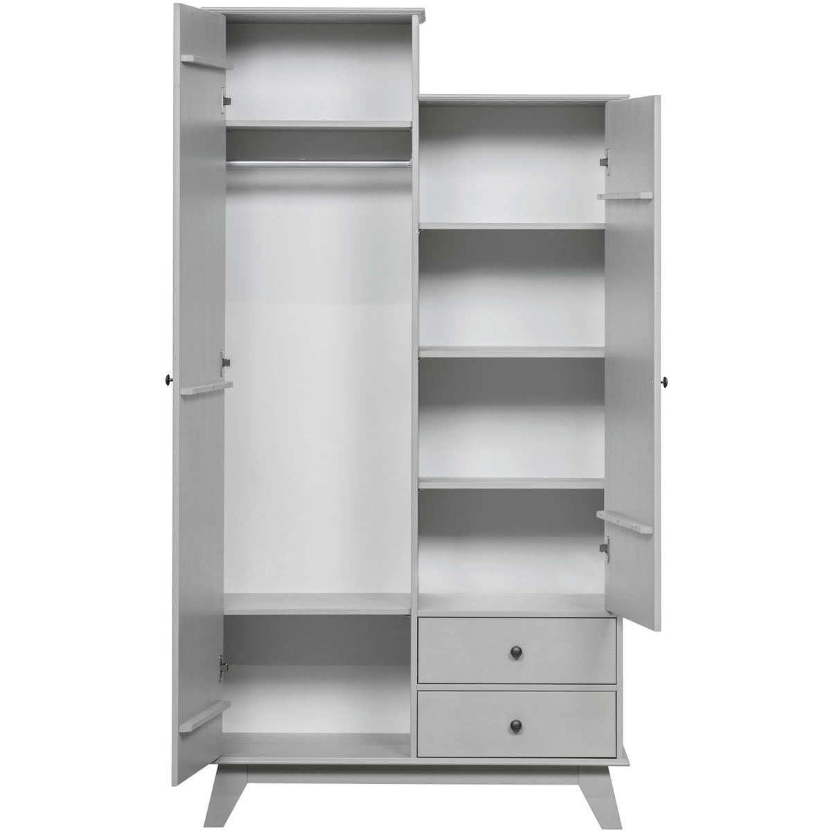 DREHTÜRENSCHRANK 98/190/41 cm,  in Grau, 2-türig  - Schwarz/Grau, Basics, Holz/Metall (98/190/41cm) - MID.YOU