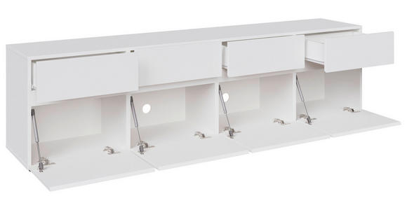 LOWBOARD  200/52,8/40 cm 4 Schublade(n) stehend, in verschiedenen Holzdekoren erhältlich  - Silberfarben/Weiß, Design, Holzwerkstoff (200/52,8/40cm) - Xora