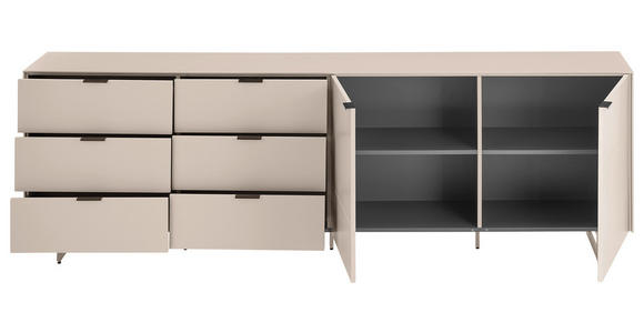 TV-ELEMENT Schwarz, Kaschmir  220/70/38 cm  - Kaschmir/Schwarz, MODERN, Holzwerkstoff/Metall (220/70/38cm) - Carryhome