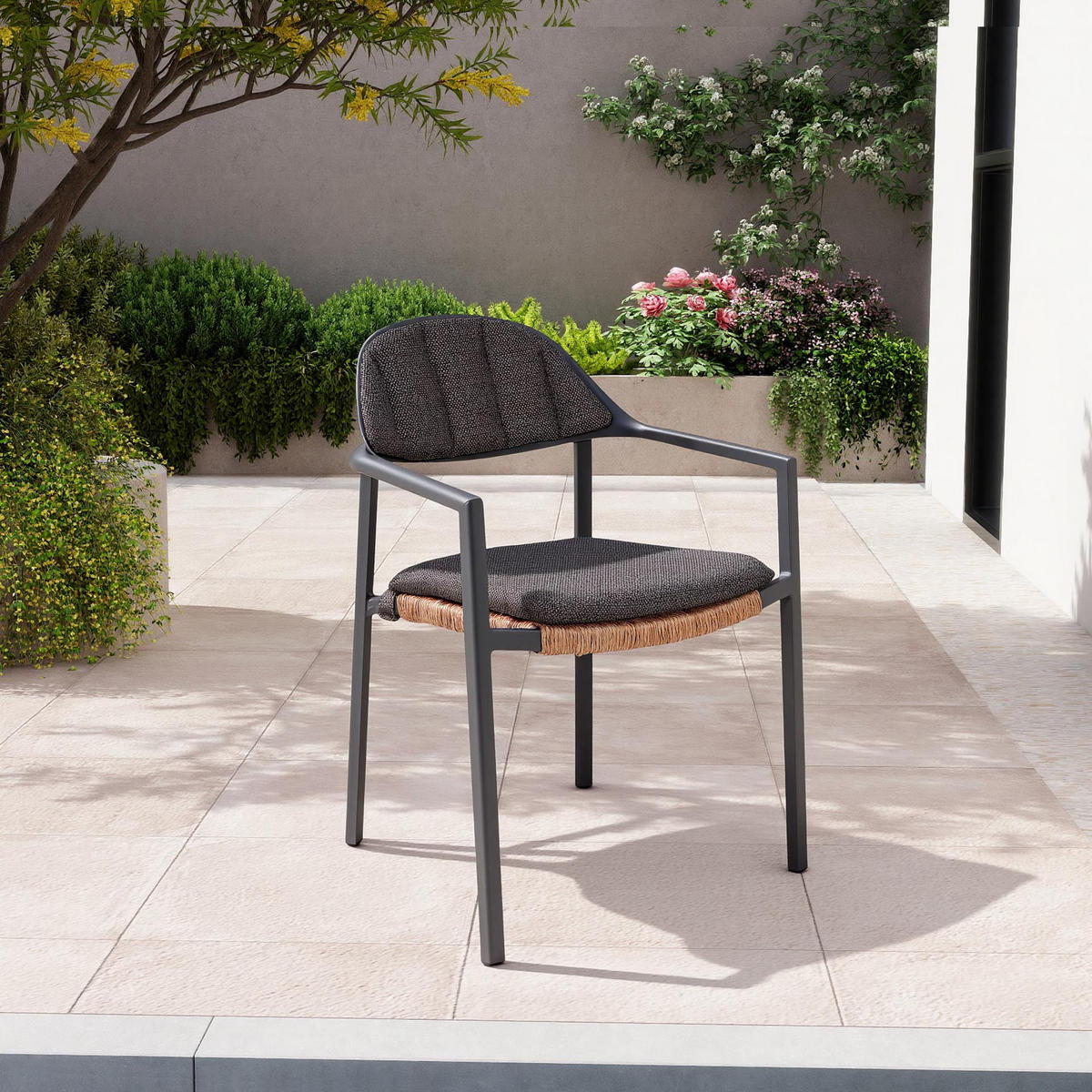 VRTNA STOLICA  antracit, prirodne boje, crna  metal, plastika, tekstil      - prirodne boje/crna, Design, metal/tekstil (56/81/54cm) - Amatio