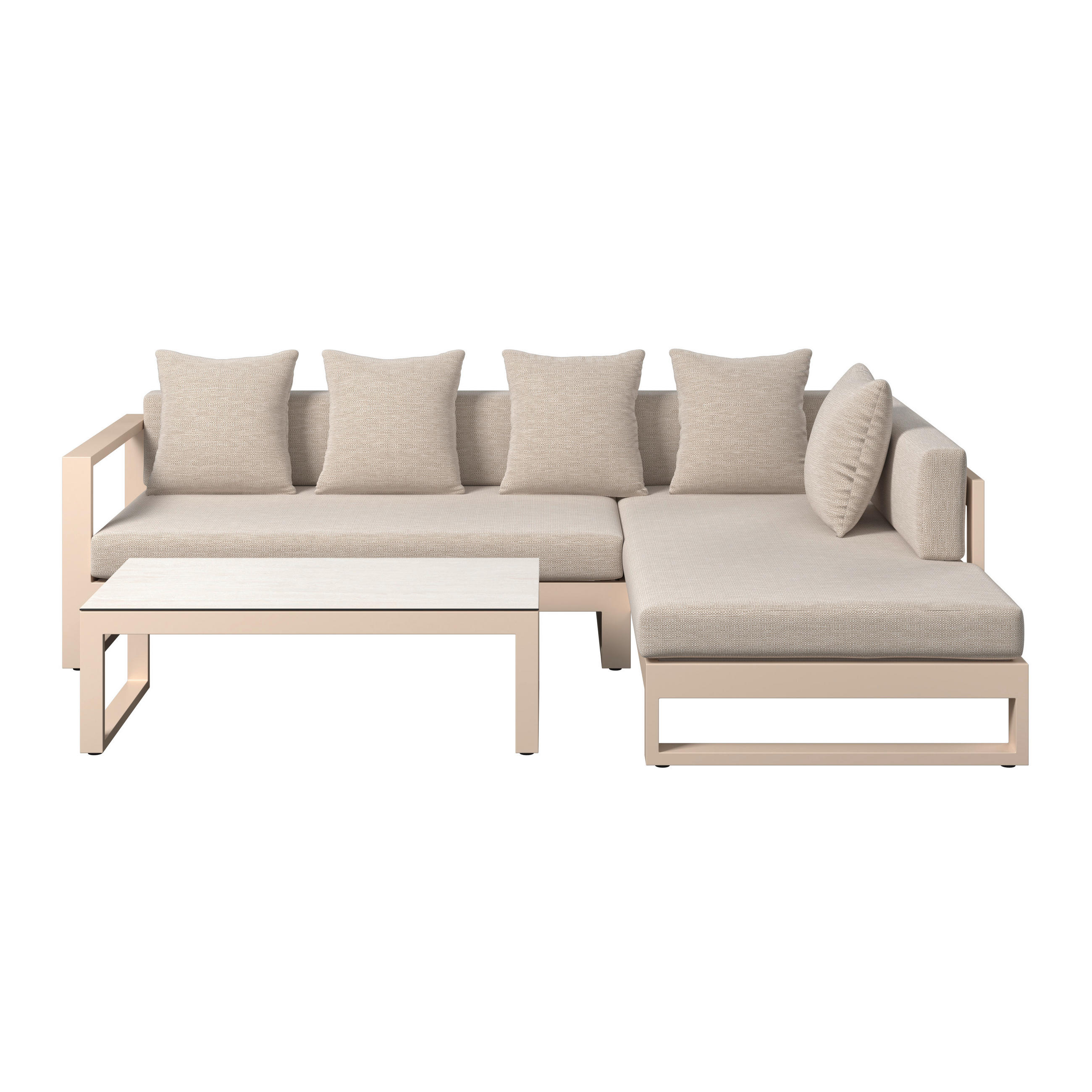 LOUNGEGARNITUR 3-teilig  248/180 cm  Aluminium  - Beige, Design, Glas/Textil (248/180cm) - Amatio
