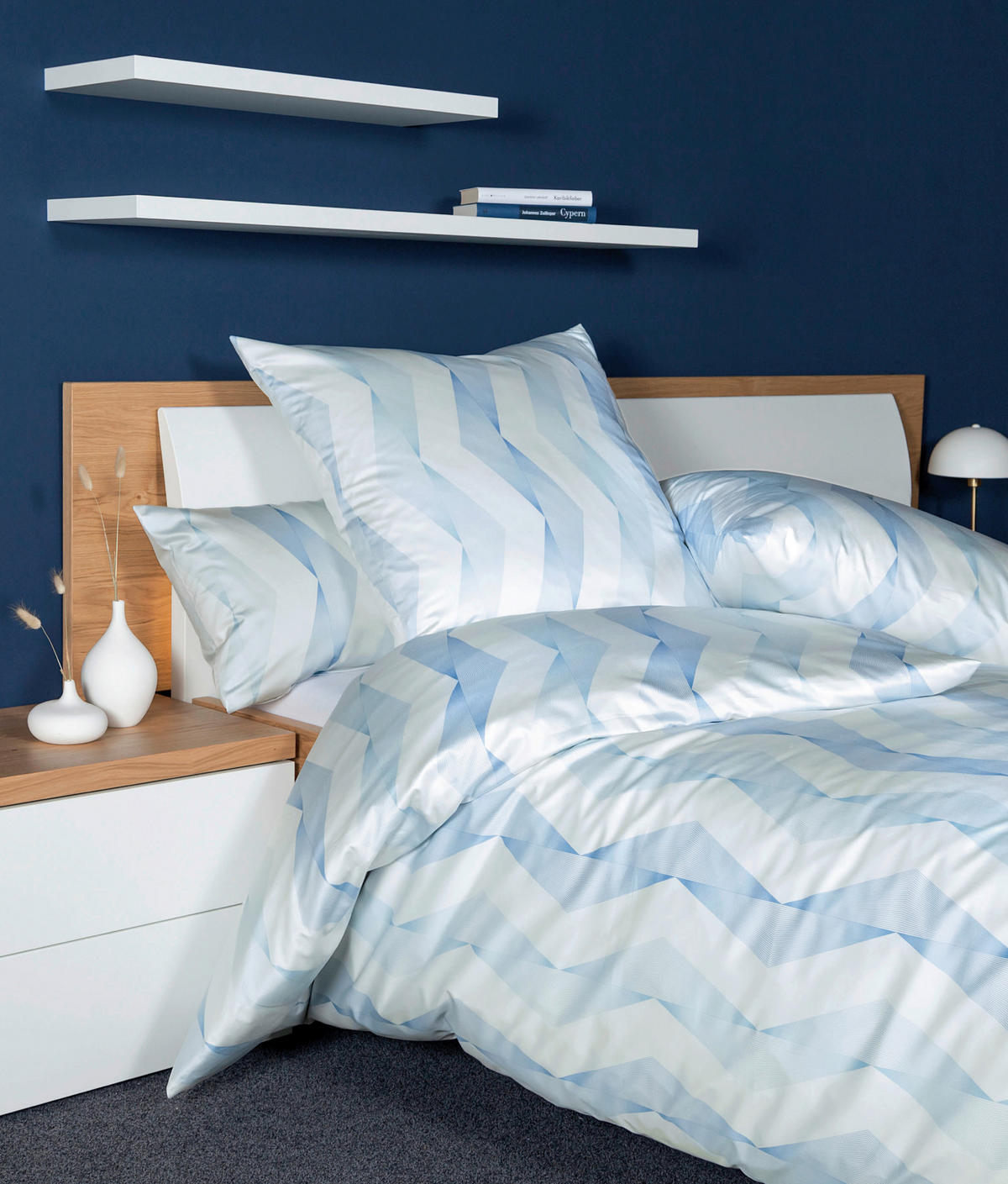 BETTWÄSCHE MILANO Makosatin 155/220 cm  - Hellblau, Basics, Textil (155/220cm) - Janine