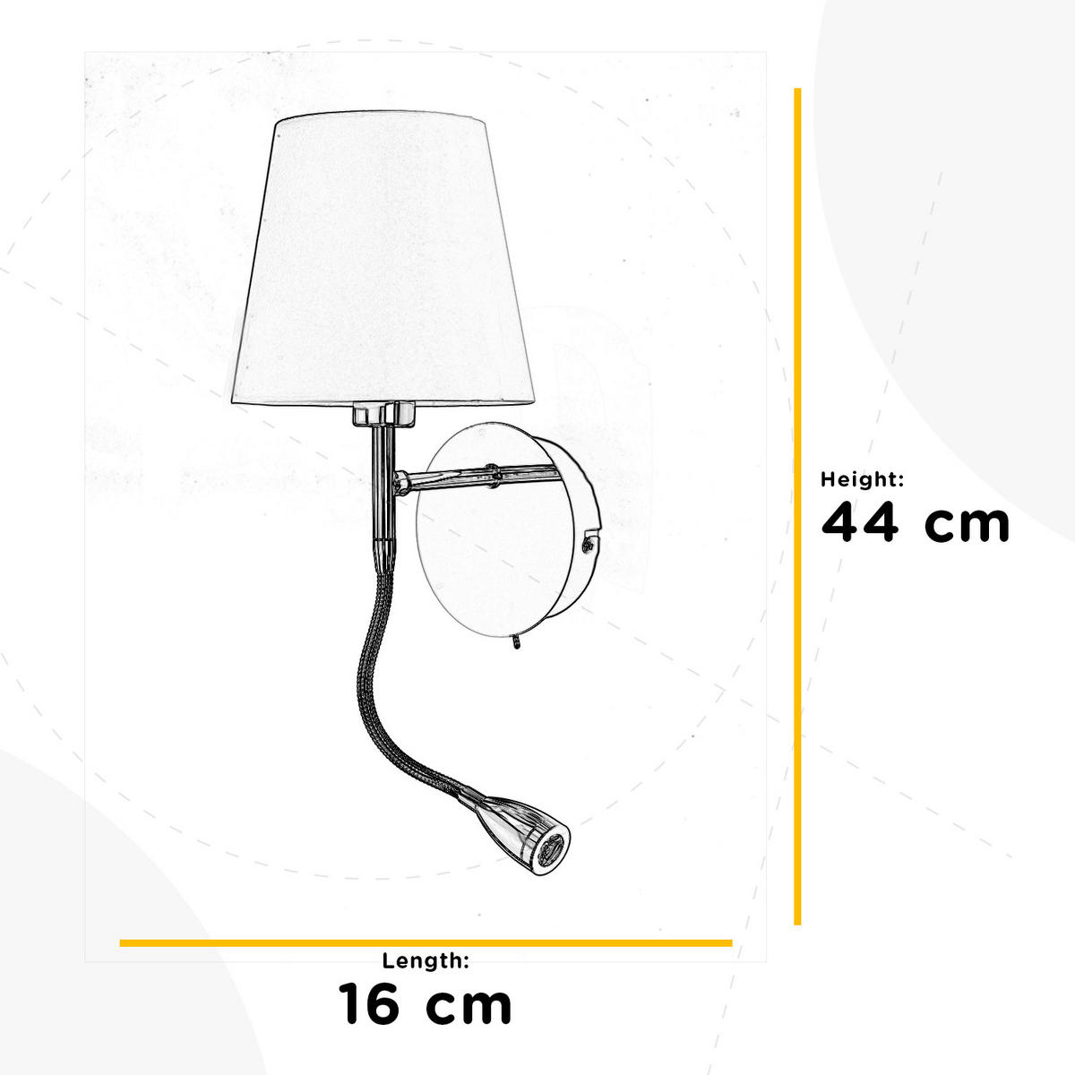 LED-WANDLEUCHTE 16/20/44 cm   - Chromfarben/Weiß, KONVENTIONELL, Textil/Metall (16/20/44cm)
