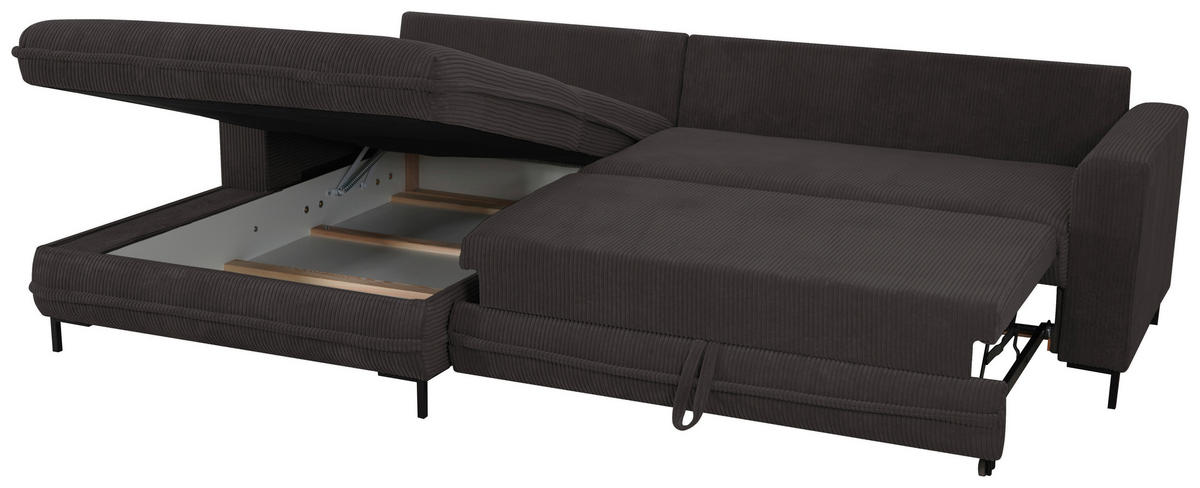 ECKSOFA Cord Anthrazit  - Anthrazit/Schwarz, Design, Textil/Metall (174/272cm) - MID.YOU