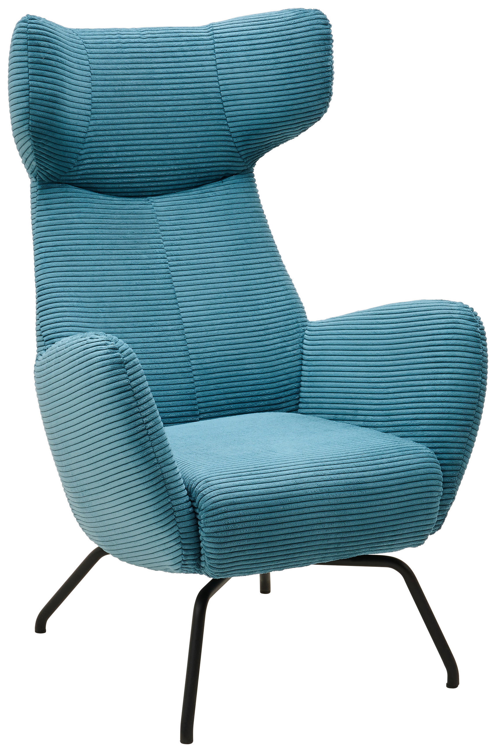 OHRENSESSEL Cord Petrol  - Petrol/Schwarz, Design, Textil/Metall (79/117/82cm) - Pure Home Lifestyle