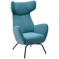 OHRENSESSEL Cord Petrol  - Petrol/Schwarz, Design, Textil/Metall (79/117/82cm) - Pure Home Lifestyle