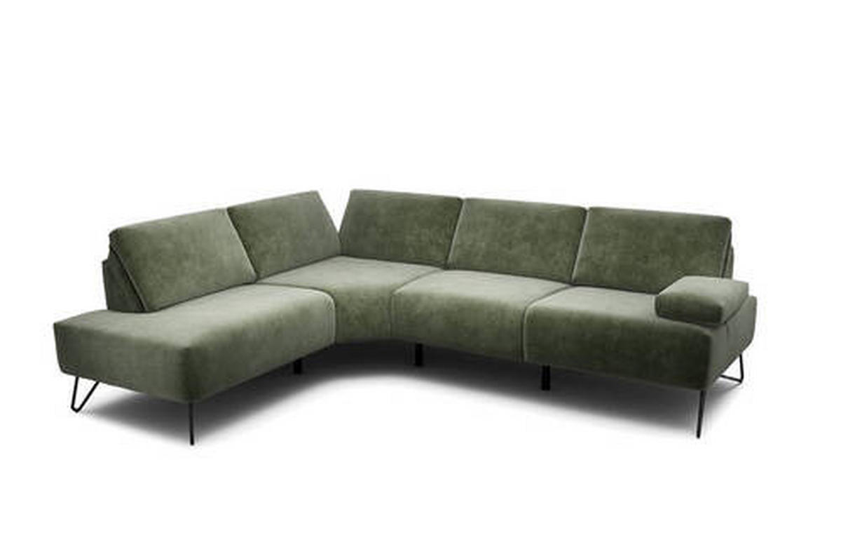 ECKSOFA Cosy Waldgrün Samt  - Waldgrün/Schwarz, Design, Textil/Metall (193/245-263cm) - SENSOO