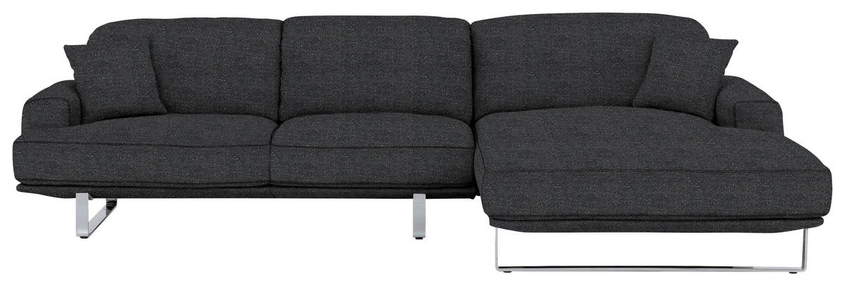 ECKSOFA in Webstoff Graphitfarben  - Graphitfarben, Design, Textil/Metall (304/184cm) - Dieter Knoll