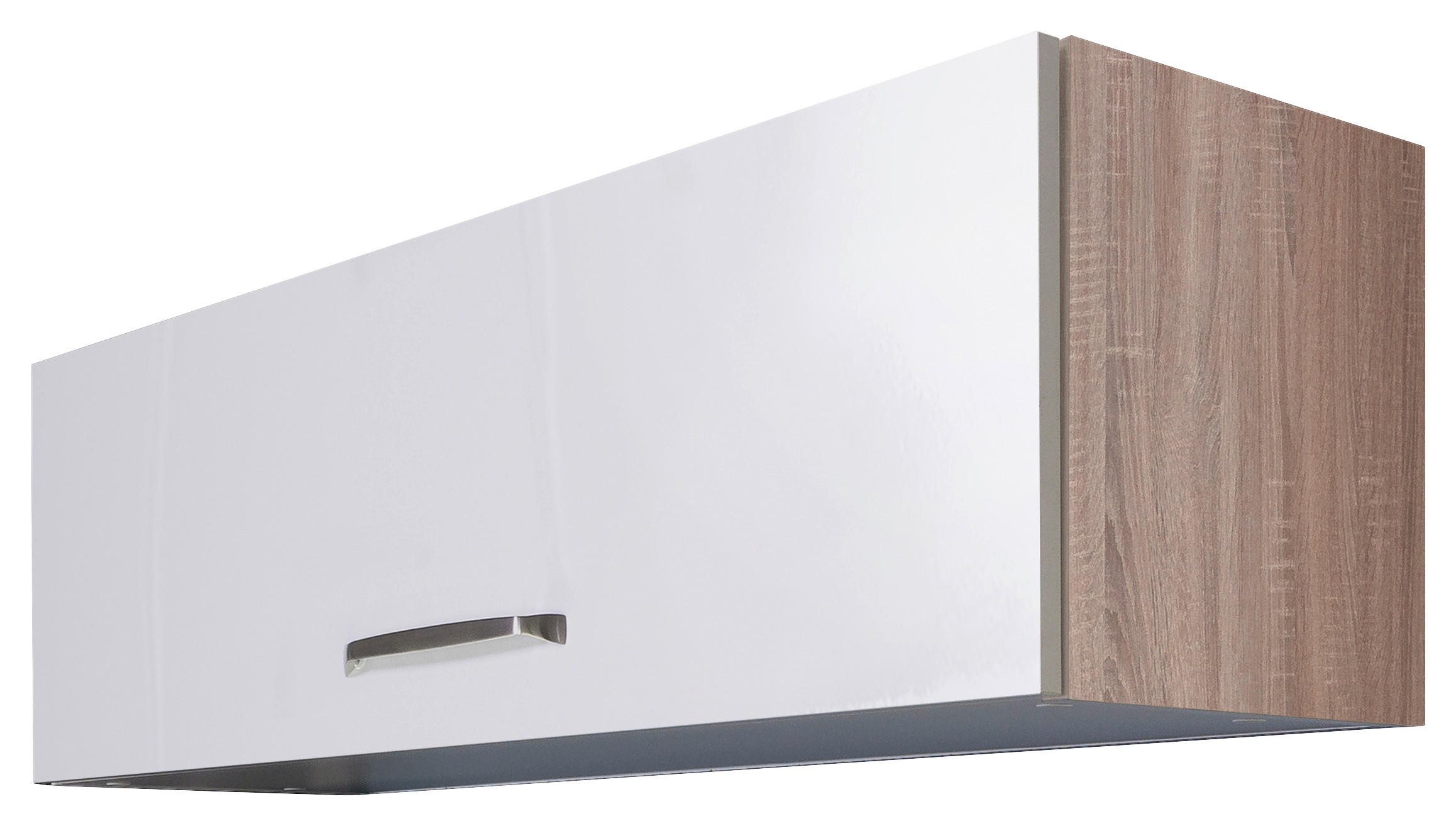 KÜCHENOBERSCHRANK 100/32/32 cm  in Sonoma Eiche, Weiß Hochglanz  - Edelstahlfarben/Weiß Hochglanz, KONVENTIONELL, Holzwerkstoff/Metall (100/32/32cm) - FlexWell