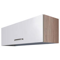 KÜCHENOBERSCHRANK 100/32/32 cm  in Sonoma Eiche, Weiß Hochglanz  - Edelstahlfarben/Weiß Hochglanz, KONVENTIONELL, Holzwerkstoff/Metall (100/32/32cm) - FlexWell