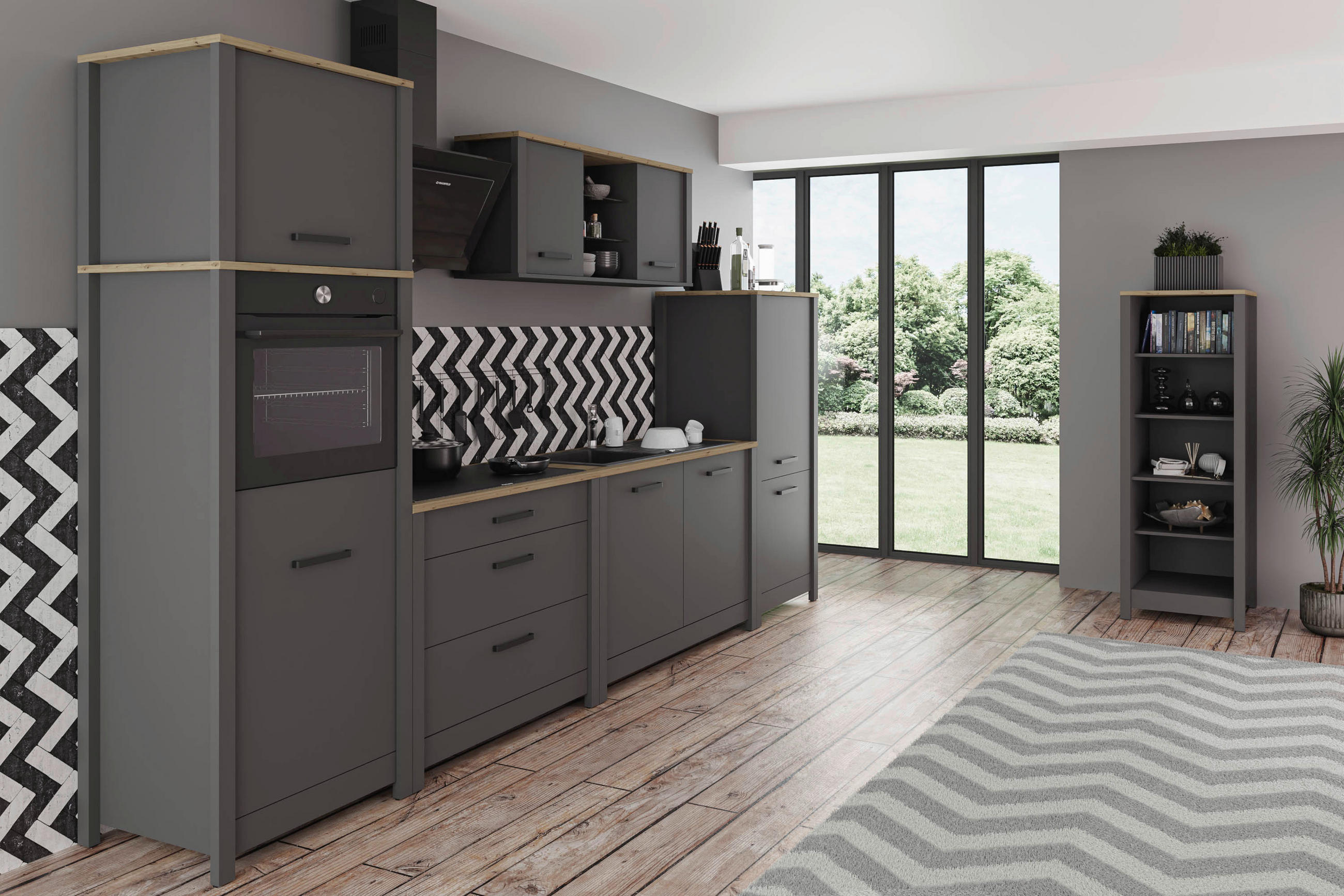 HYLLA i 60/167/60 cm antracit  - antracit, Modern, trämaterial (60/167/60cm) - home24