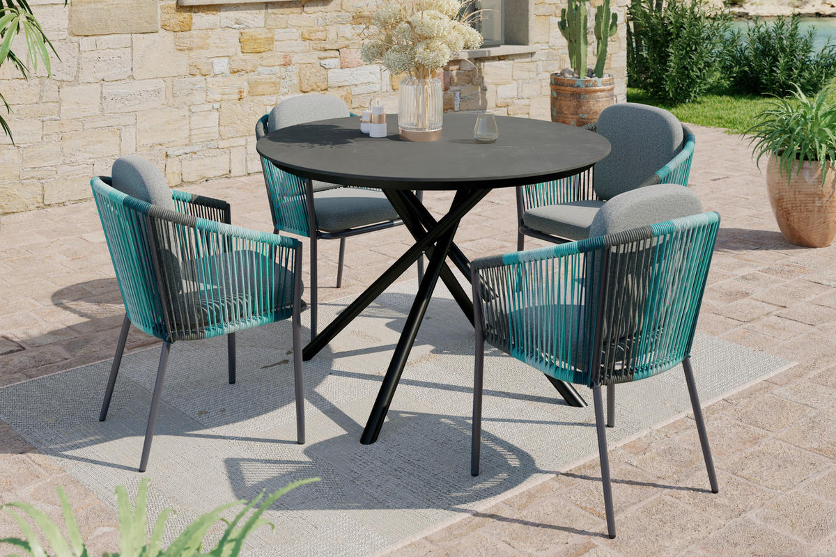 STAPELSESSEL in Metall, Textil Blau, Grau, Dunkelgrau  - Blau/Dunkelgrau, Design, Textil/Metall (58,5/79,5/61,5cm) - Amatio