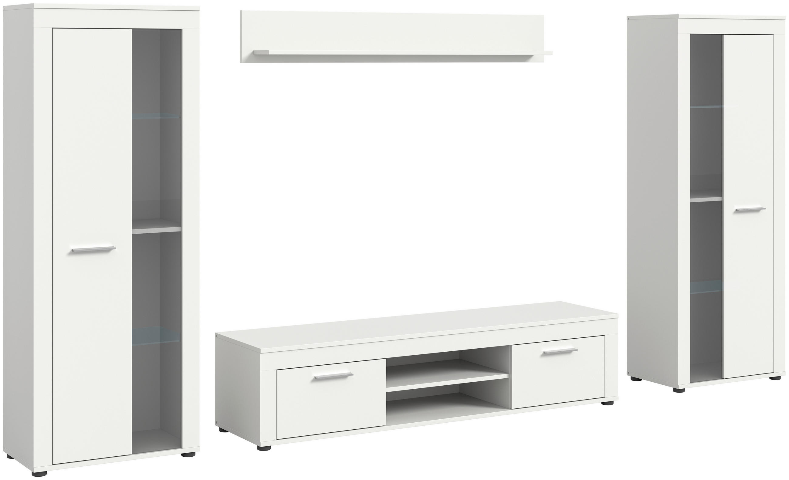 OBÝVACÍ STĚNA, bílá - bílá/barvy stříbra, Design, kompozitní dřevo/plast (310/159/35cm) - MID.YOU
