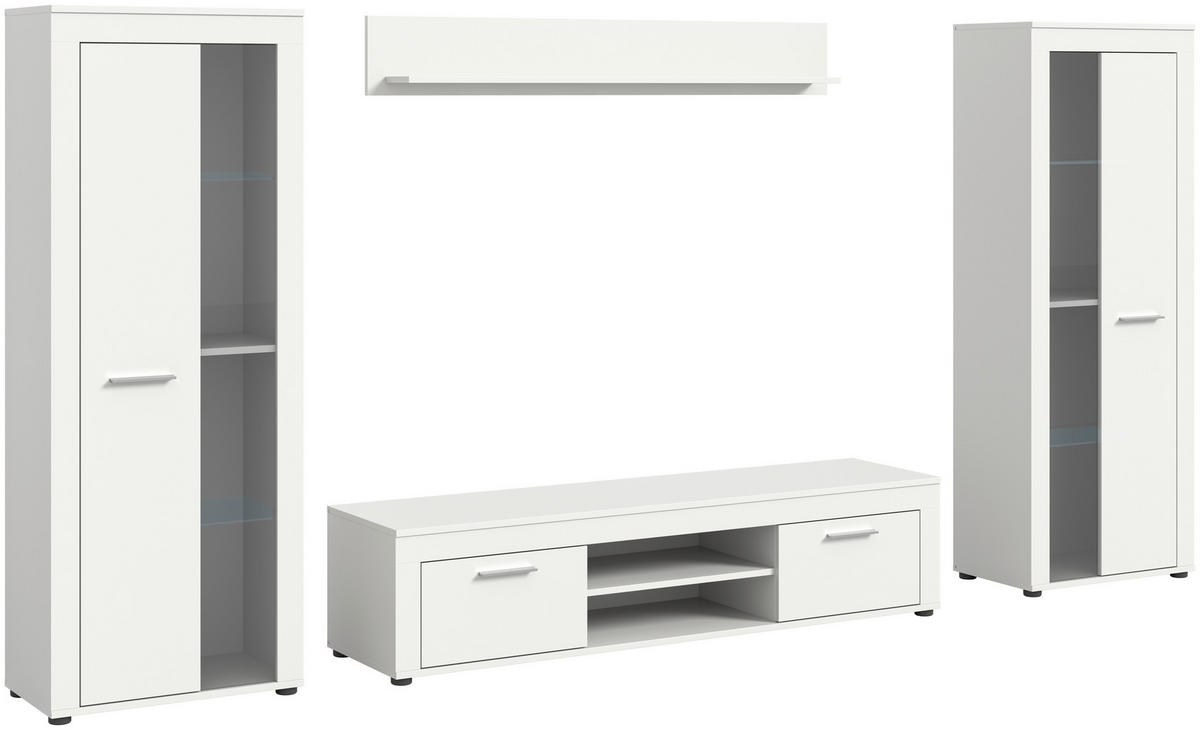 OBÝVACÍ STĚNA, bílá - bílá/barvy stříbra, Design, kompozitní dřevo/plast (310/159/35cm) - MID.YOU