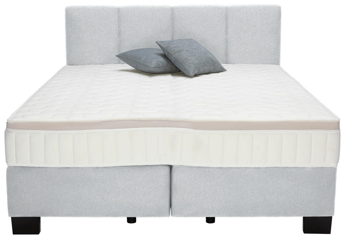 BOXSPRINGBETT 160/200 cm  in Mintgrau  - Mintgrau/Schwarz, Design, Kunststoff/Textil (160/200cm) - Hom`in