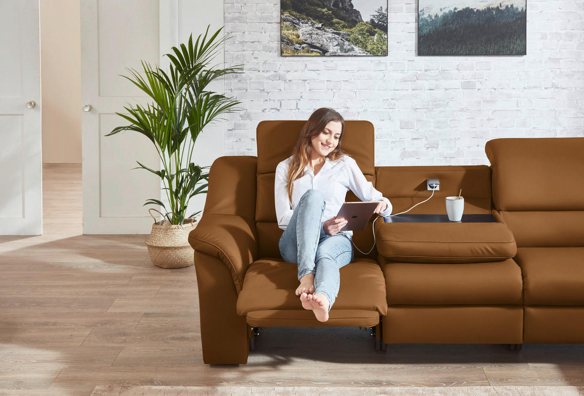 ECKSOFA  in Echtleder Cognac  324/260 cm  - Chromfarben/Cognac, KONVENTIONELL, Leder/Kunststoff (324/260cm) - Cantus