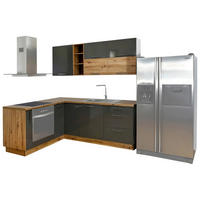 KÜCHENLEERBLOCK  172/217 cm  in Eiche Artisan, Anthrazit Hochglanz  - Anthrazit Hochglanz/Alufarben, Basics, Holzwerkstoff/Metall (172/217cm)