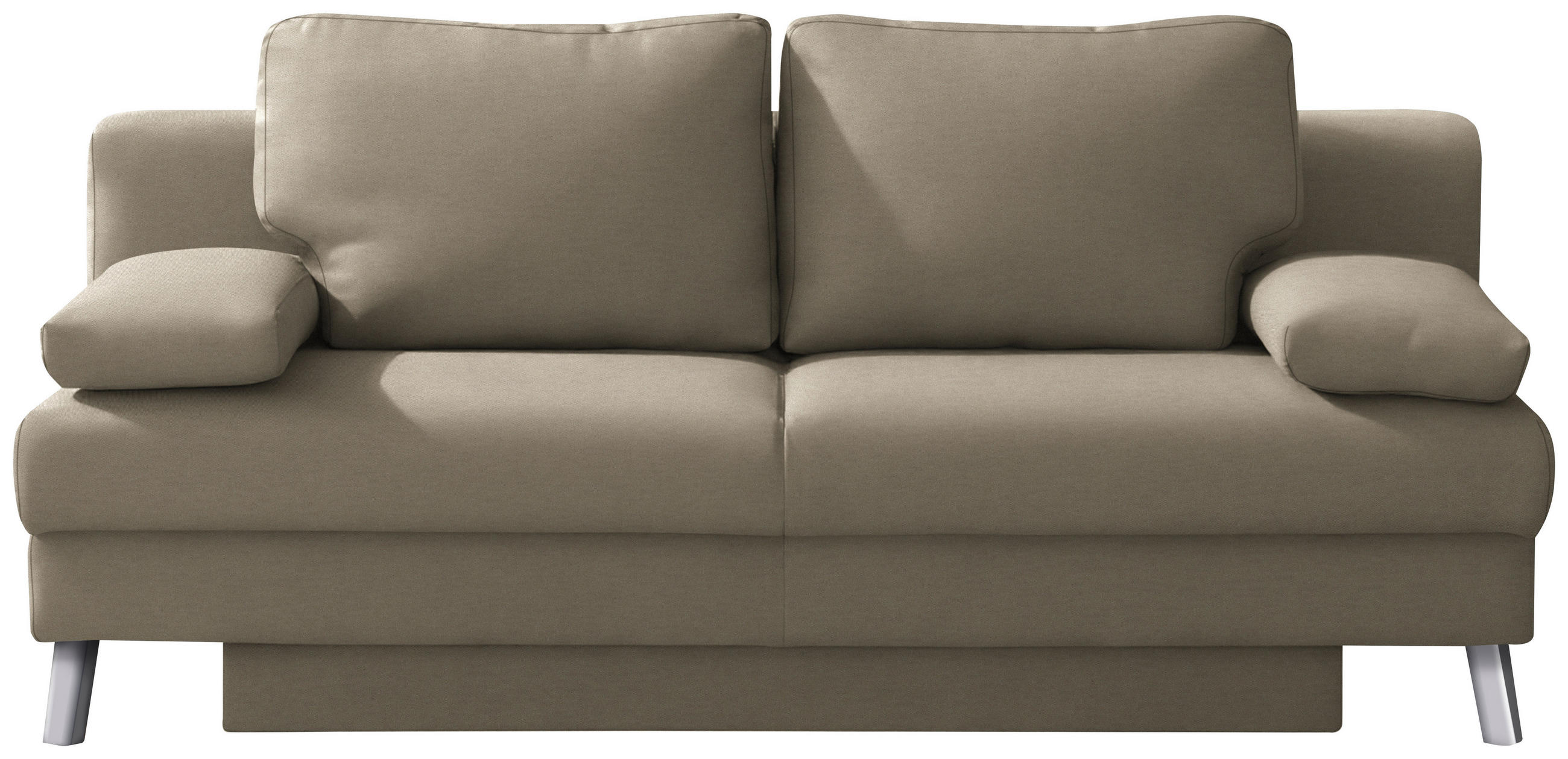 SCHLAFSOFA Flachgewebe Cappuccino  - Chromfarben/Cappuccino, Modern, Textil/Metall (194/91/90cm) - Novel