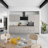 KÜCHENLEERBLOCK 330 cm   in Grau, Eiche dunkel  - Eiche dunkel/Edelstahlfarben, MODERN, Holzwerkstoff/Metall (330cm) - Nobilia